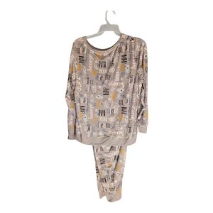Super Soft Pajama Set 2X Cozy Lounge Sleepwear Set Moon Star Print Long ws62